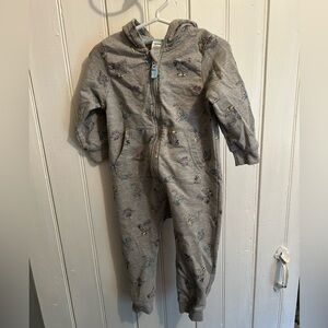 (3/$20) George 18/24m grey zip up hooded skate boarding Dino sweater romper